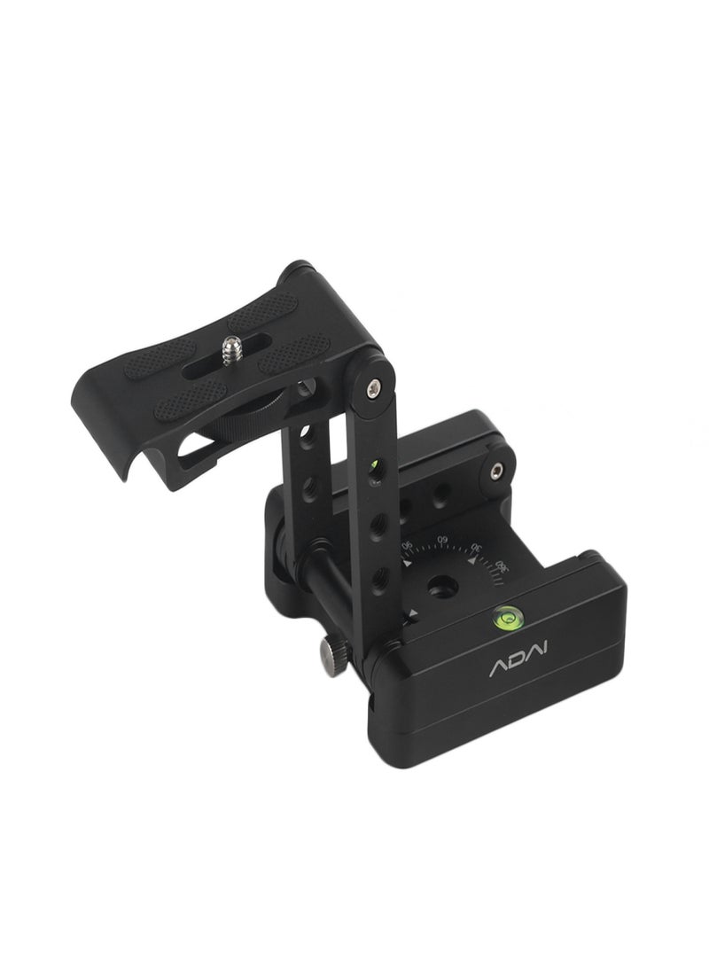 ADAI Z-Shaped Flex Tilt Tripod Head Aluminum Alloy Folding Z Tilt Head 360° Rotary Quick Release Plate Stand Mount Spirit Level for Canon Nikon Sony Pentax DSLR Camera - Image 2